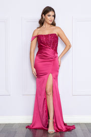 Fitted Sequin Bodice Corset Gown by Poly USA 9178