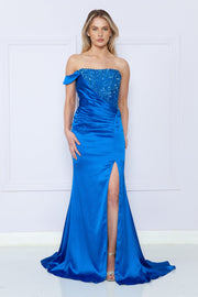Fitted Sequin Bodice Corset Gown by Poly USA 9178