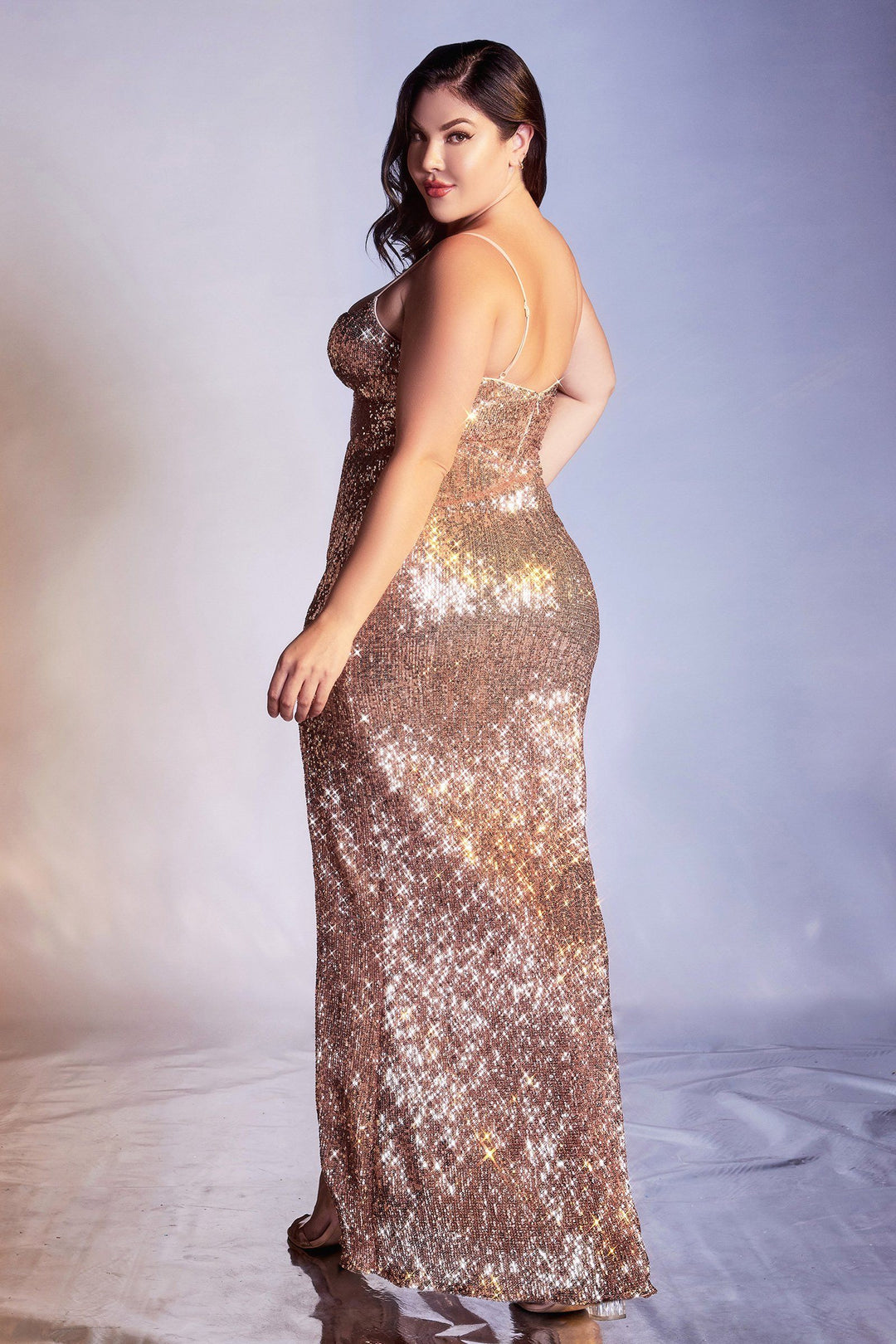 Fitted Sequin Gown by Cinderella Divine CH180