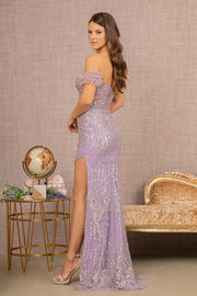 Fitted Sequin Off Shoulder Gown by GLS Gloria GL3114