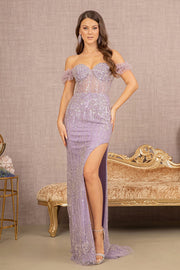 Fitted Sequin Off Shoulder Gown by GLS Gloria GL3114