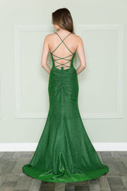 Fitted Shimmer Lace-Up Back Dress by Poly USA 8880