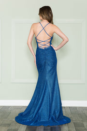 Fitted Shimmer Lace-Up Back Dress by Poly USA 8880