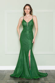 Fitted Shimmer Lace-Up Back Dress by Poly USA 8880