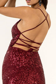 Fitted Short Sequin Corset Back Dress by Elizabeth K GS1909
