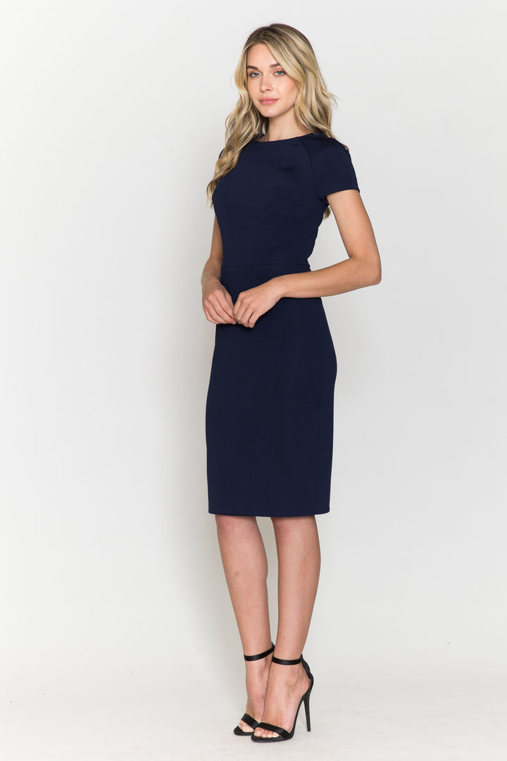 Fitted Short Sleeve Cocktail Dress by Poly USA 8774