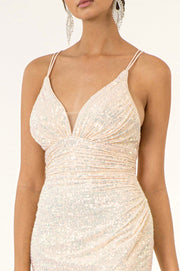 Fitted Short Strappy Back Sequin Dress by Elizabeth K GS1910