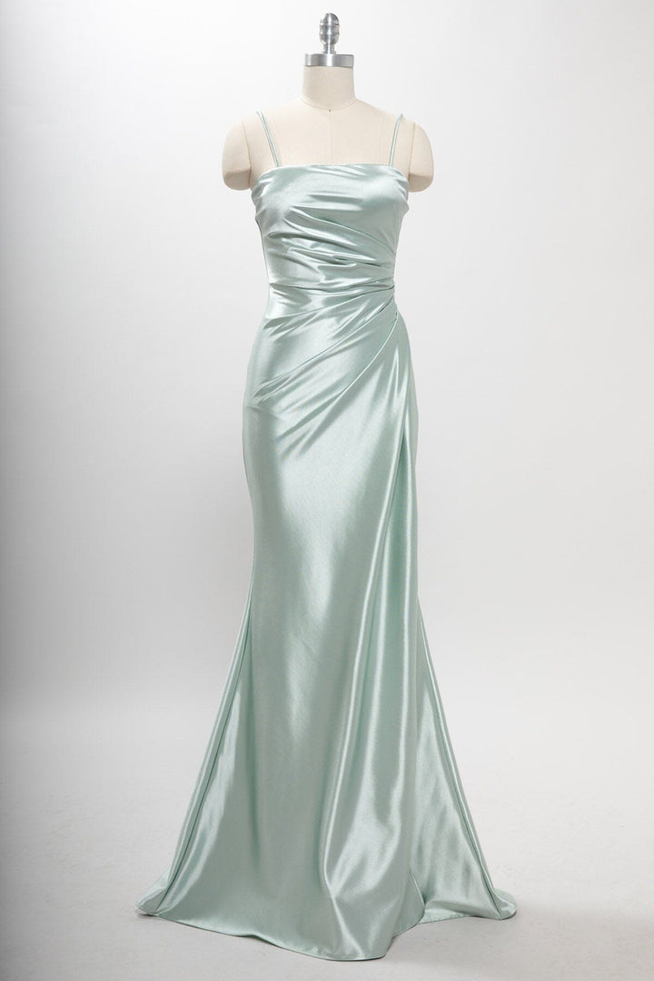 Fitted Sleeveless Satin Slit Gown by Coya D601