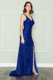 Fitted Sleeveless Sequin Gown by Poly USA 8872