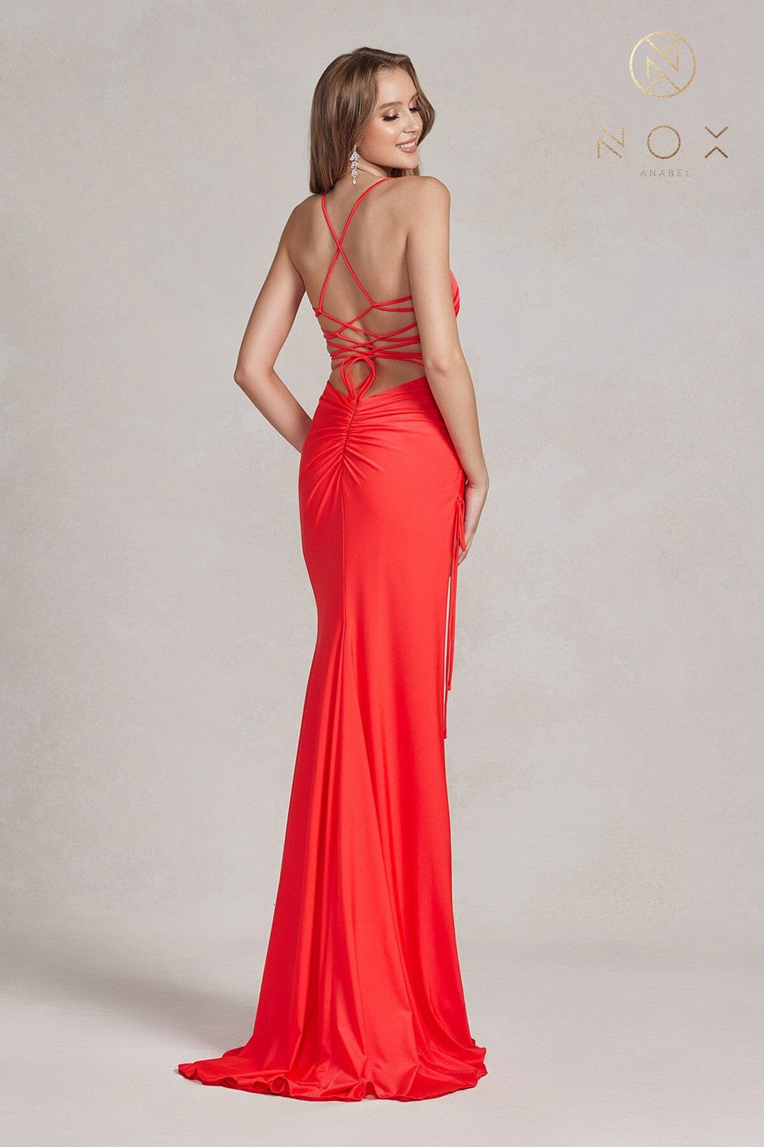Fitted Sleeveless Slit Gown by Nox Anabel T1140