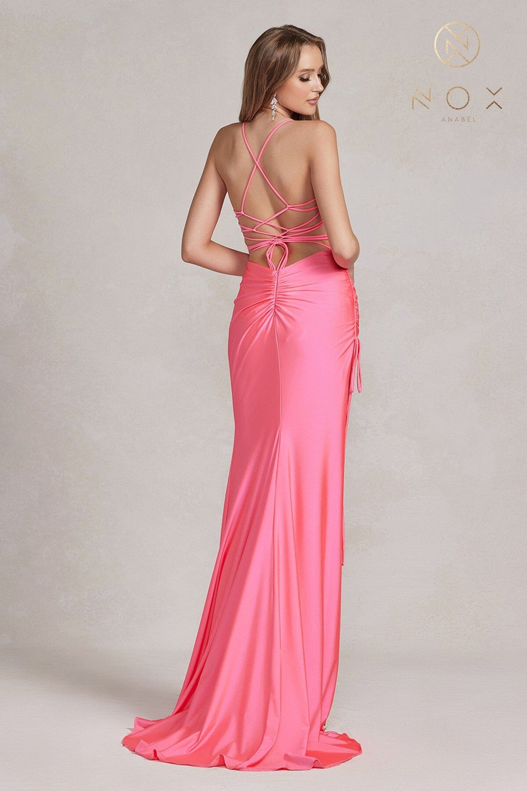 Fitted Sleeveless Slit Gown by Nox Anabel T1140