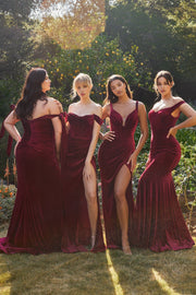 Fitted Sleeveless Velvet Slit Gown by Ladivine CD235 - Outlet