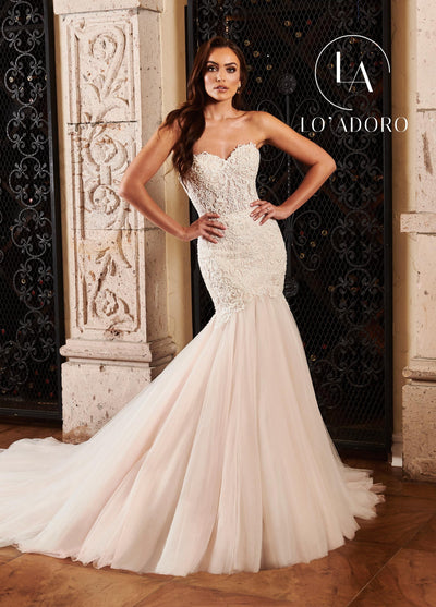 Fitted Strapless Applique Wedding Gown by Mary's Bridal M768