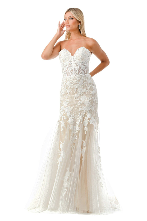 Fitted Strapless Corset Wedding Gown by Coya MS0020