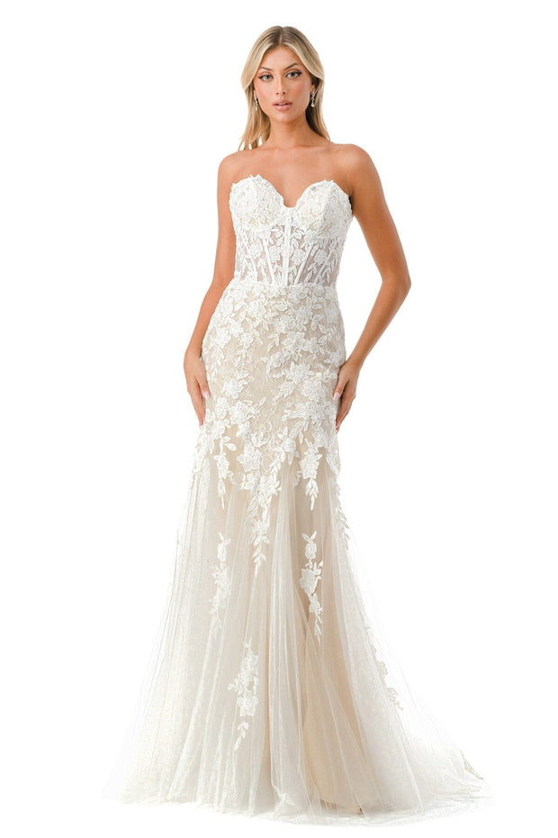 Fitted Strapless Corset Wedding Gown by Coya MS0020