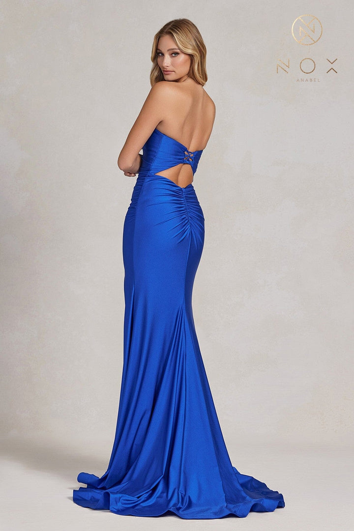 Fitted Strapless Slit Gown by Nox Anabel T1139 - Outlet