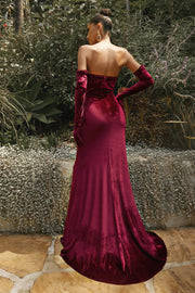 Fitted Strapless Velvet Gown by Cinderella Divine CH176