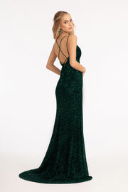 Fitted Strappy Back Sequin Gown by Elizabeth K GL3058