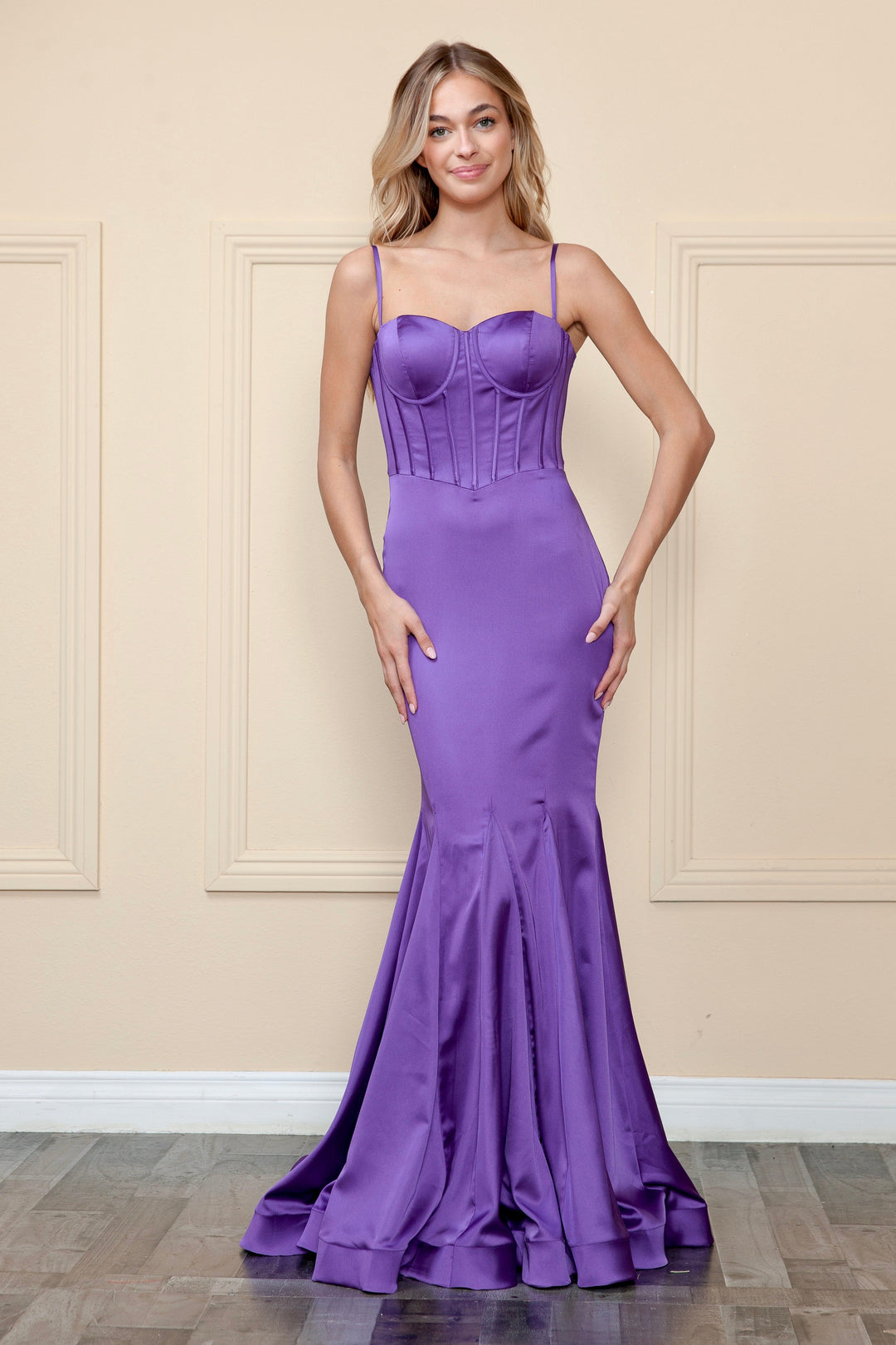 Fitted Sweetheart Corset Gown by Poly USA 9008