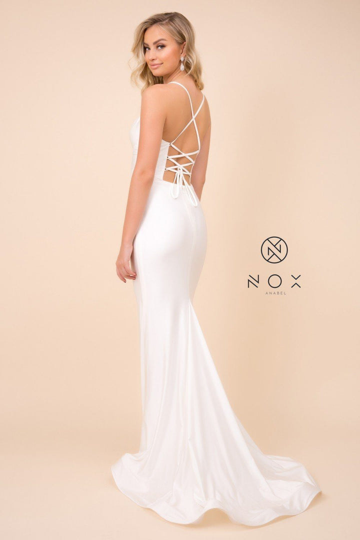 Fitted Sweetheart Gown with Corset Back by Nox Anabel C420
