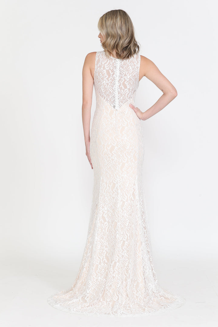 Fitted V-Neck Lace Wedding Gown by Poly USA 8496