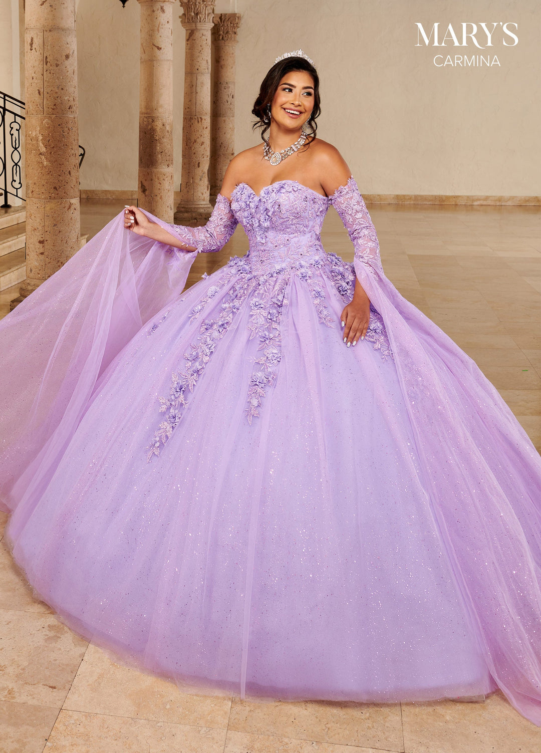 Floor Length Sleeve Quinceanera Dress by Mary's Bridal MQ1092