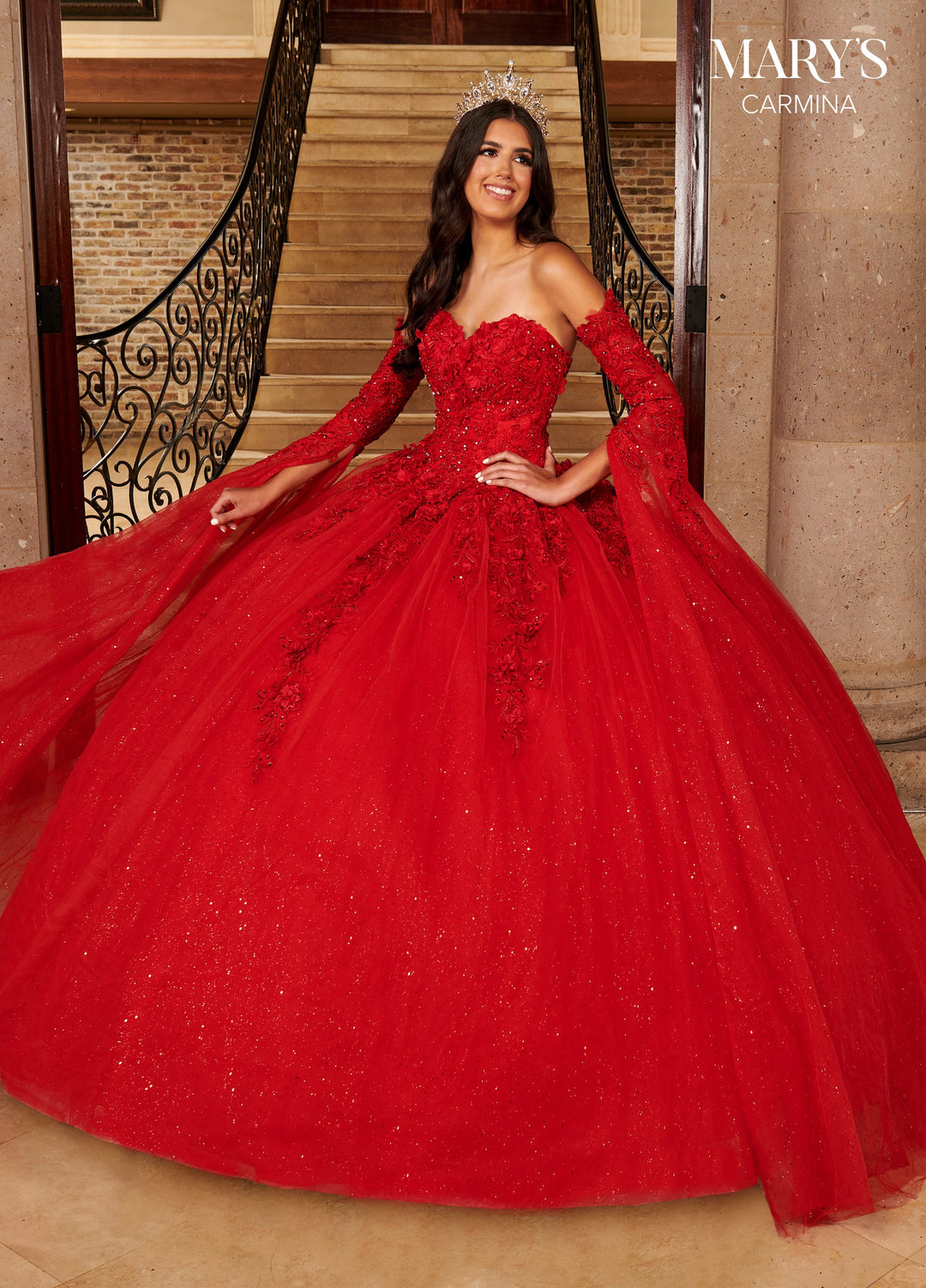 Floor Length Sleeve Quinceanera Dress by Mary's Bridal MQ1092