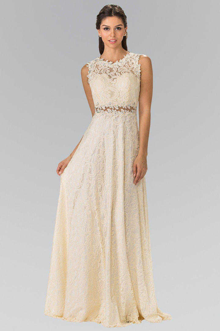 Floor Length Sleeveless Beaded Lace Dress by Elizabeth K GL1460-Long Formal Dresses-ABC Fashion