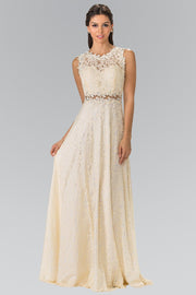 Floor Length Sleeveless Beaded Lace Dress by Elizabeth K GL1460-Long Formal Dresses-ABC Fashion