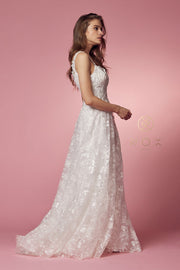 Floral Applique A-line Wedding Dress by Nox Anabel JE922