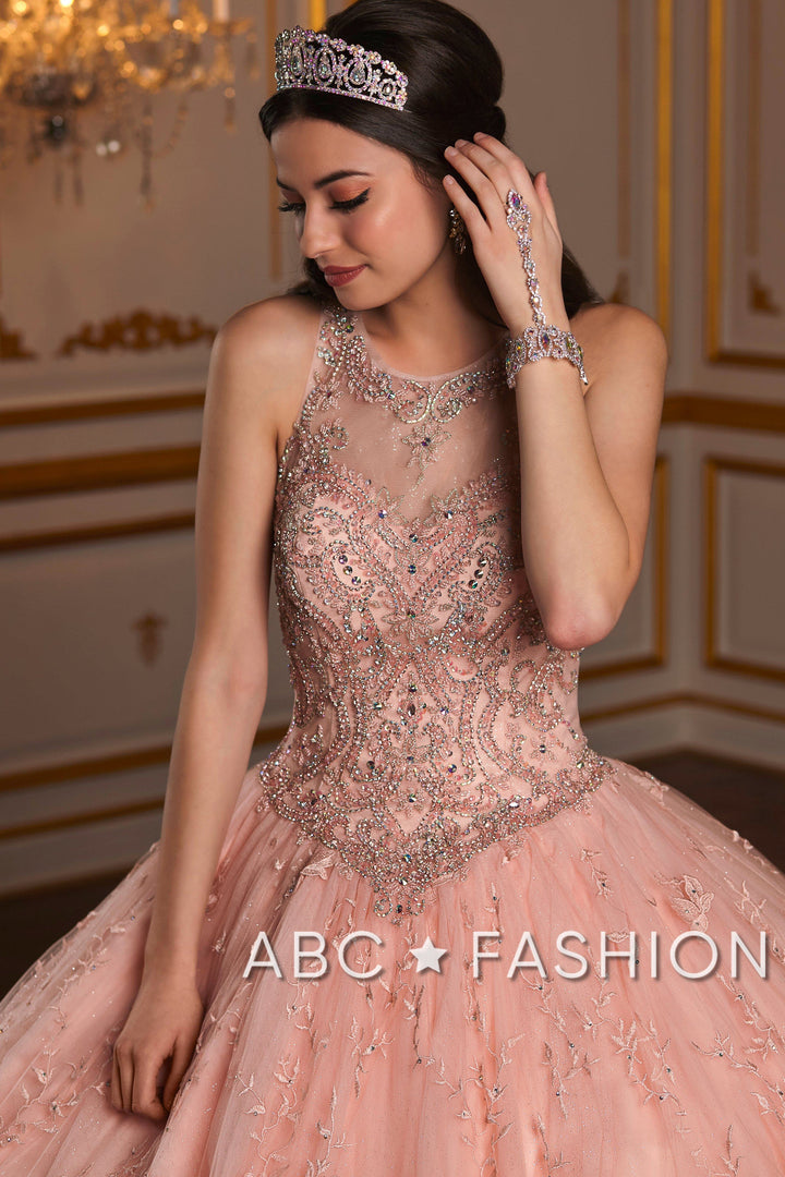 Floral Applique Illusion Quinceanera Dress by House of Wu 26935-Quinceanera Dresses-ABC Fashion
