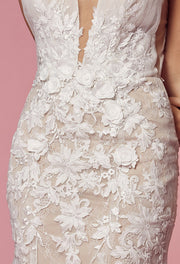 Floral Applique Mermaid Bridal Gown by Nox Anabel JE917