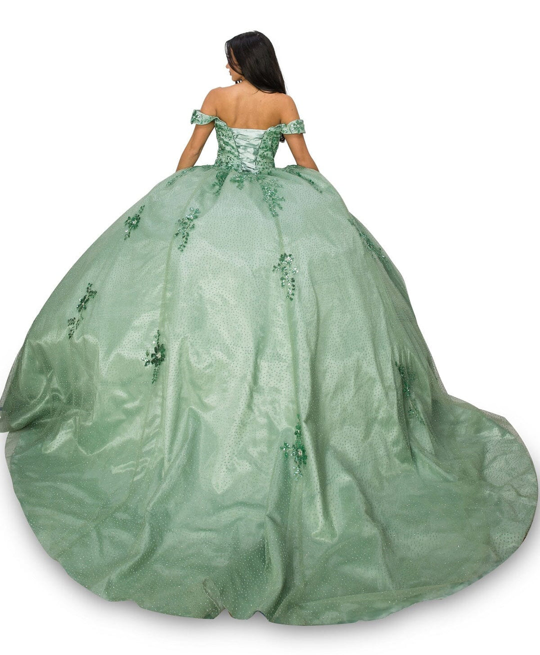 Floral Applique Off Shoulder Ball Gown by Cinderella Couture 8060J