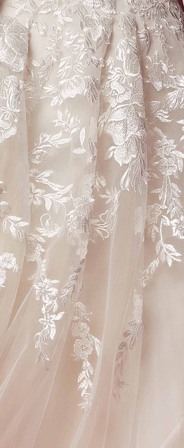 Floral Applique Off Shoulder Gown by Nox Anabel JH925