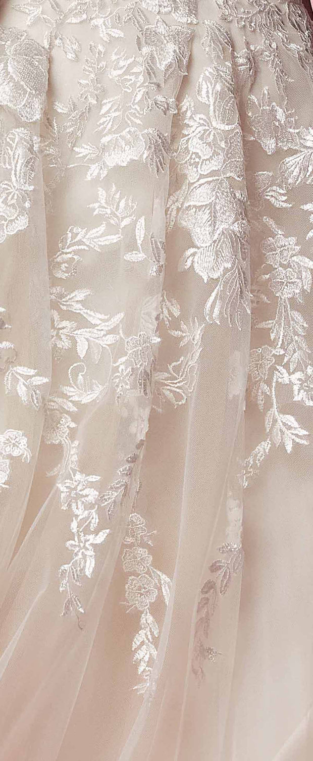 Floral Applique Off Shoulder Gown by Nox Anabel JH925