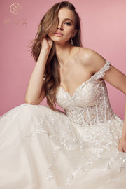 Floral Applique Off Shoulder Gown by Nox Anabel JH925