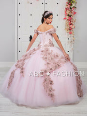 Floral Applique Off Shoulder Quinceanera Dress by LA Glitter 24054-Quinceanera Dresses-ABC Fashion