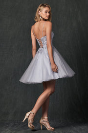Floral Applique Short Sleeveless Dress by Juliet 860