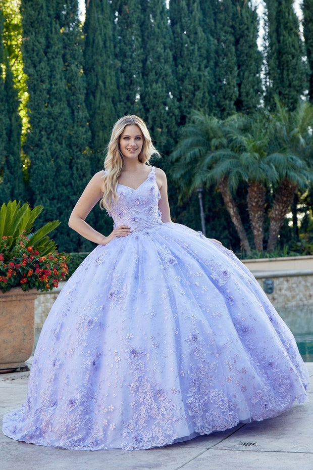 Floral Applique Sleeveless Ball Gown by Juliet 1446