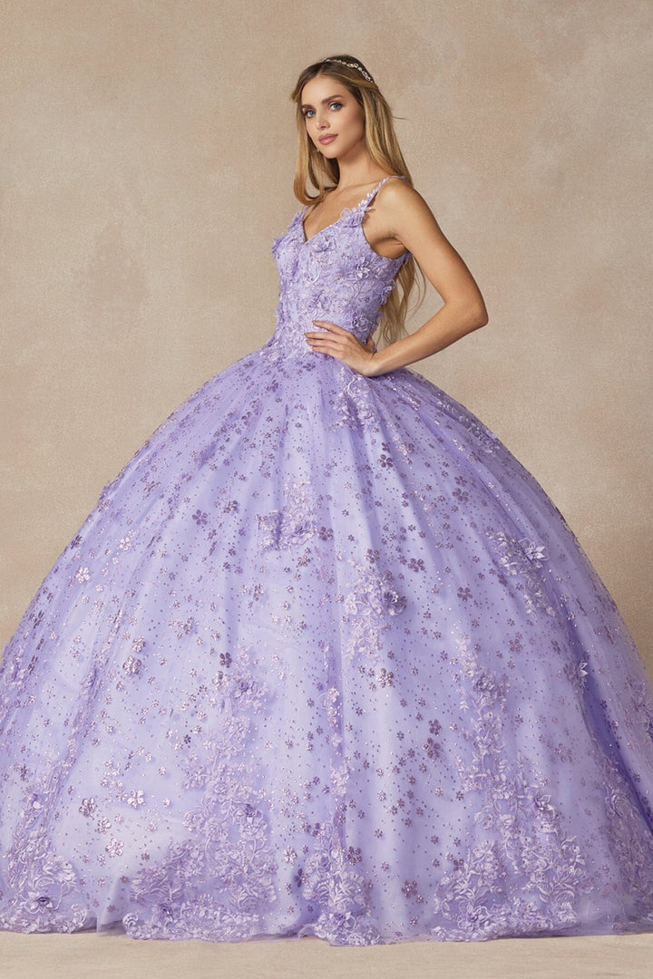 Floral Applique Sleeveless Ball Gown by Juliet 1446