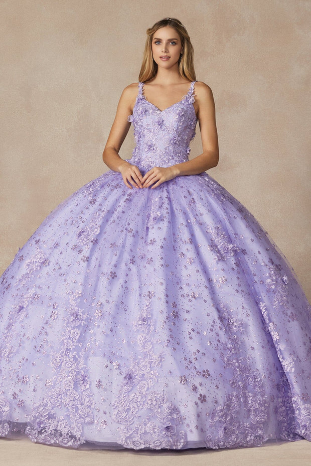 Floral Applique Sleeveless Ball Gown by Juliet 1446