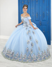 Floral Appliqued Off the Shoulder Dress by House of Wu LA Glitter 24049-Quinceanera Dresses-ABC Fashion