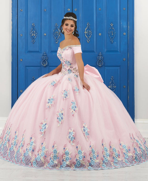 Floral Appliqued Off the Shoulder Dress by House of Wu LA Glitter 24049-Quinceanera Dresses-ABC Fashion