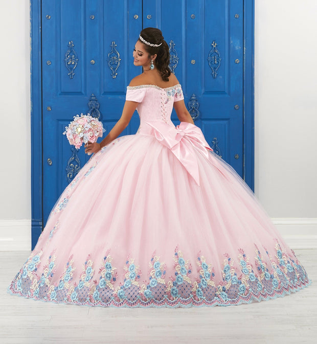 Floral Appliqued Off the Shoulder Dress by House of Wu LA Glitter 24049-Quinceanera Dresses-ABC Fashion