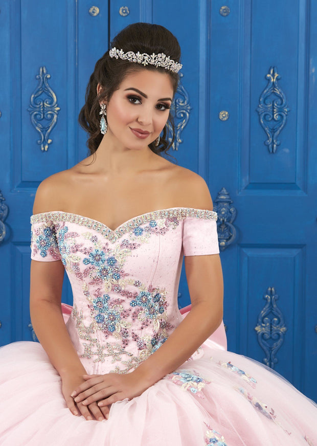 Floral Appliqued Off the Shoulder Dress by House of Wu LA Glitter 24049-Quinceanera Dresses-ABC Fashion