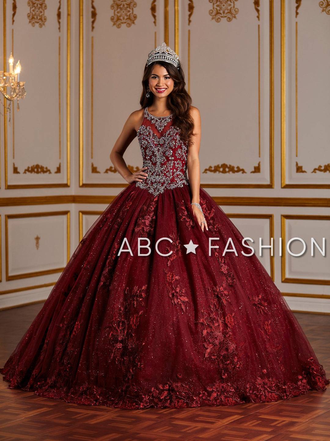 Floral Appliqued Quinceanera Dress by House of Wu 26884-Quinceanera Dresses-ABC Fashion