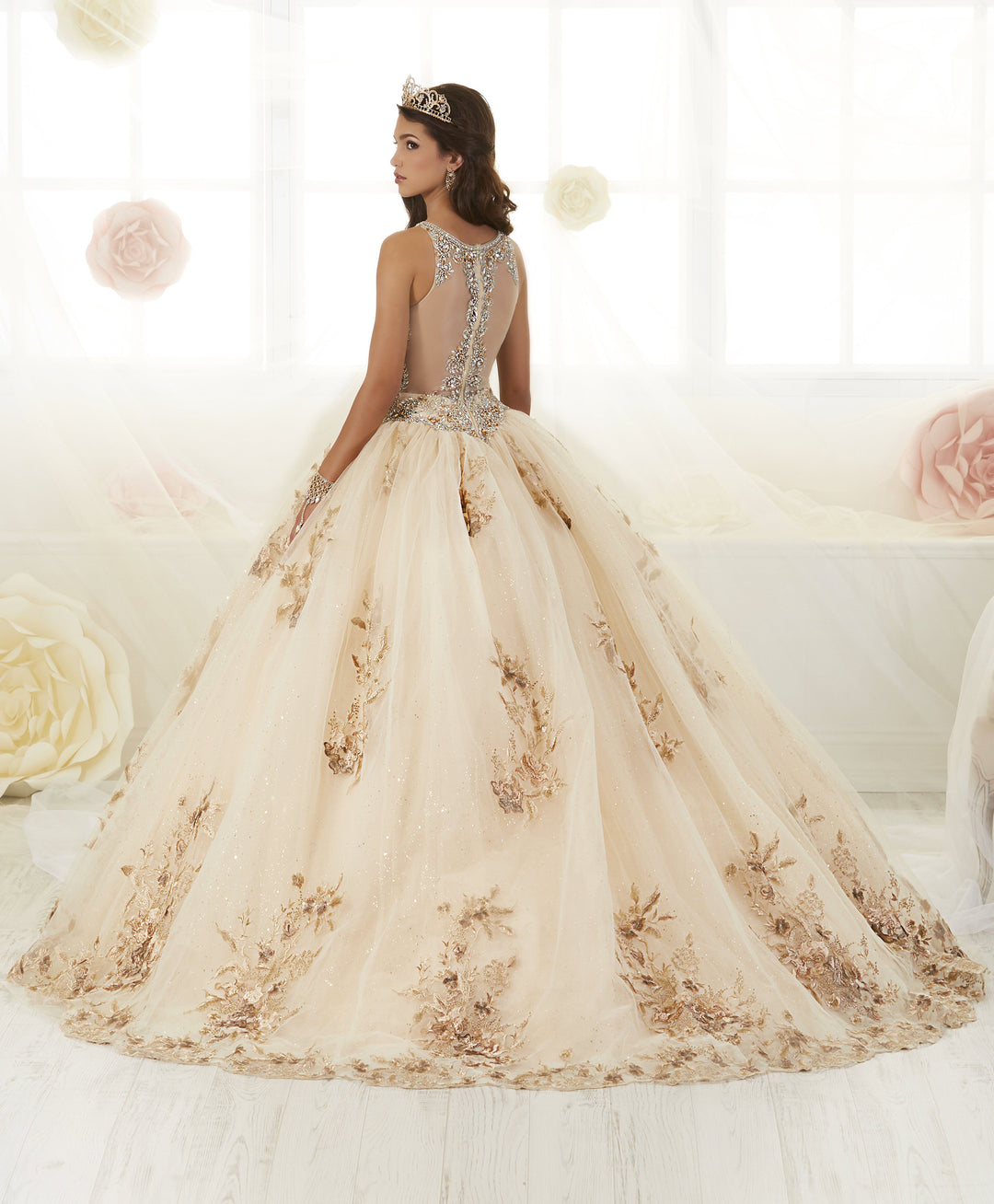 Floral Appliqued Quinceanera Dress by House of Wu 26884-Quinceanera Dresses-ABC Fashion