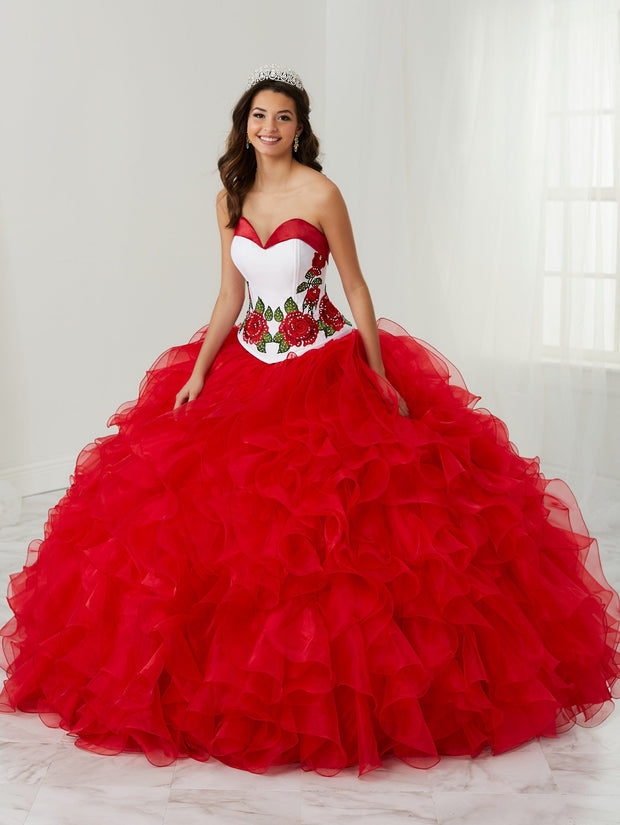 Floral Charro Quinceanera Dress by LA Glitter 24087