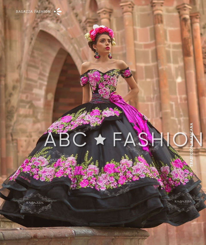 Floral Charro Quinceanera Dress by Ragazza Fashion MV15-115-Quinceanera Dresses-ABC Fashion