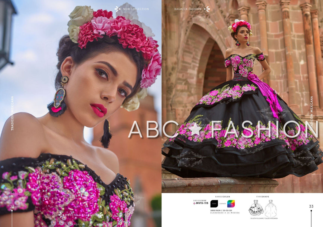 Floral Charro Quinceanera Dress by Ragazza Fashion MV15-115-Quinceanera Dresses-ABC Fashion